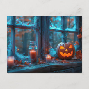 creepy pumpkin Halloween greeting card