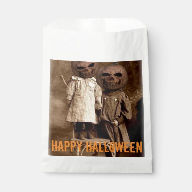 Creepy Pumpkin Head Kids Halloween  Favour Bags (Front)