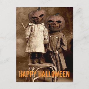Creepy Pumpkin Head Kids Halloween  Postcard