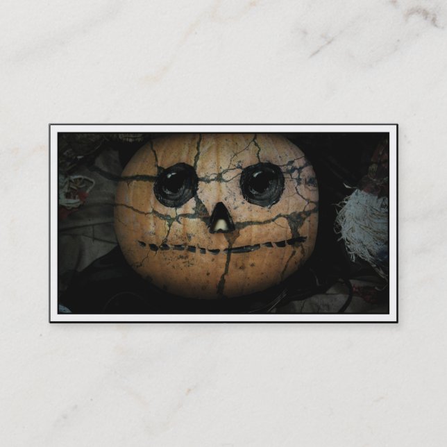 Creepy  Pumpkin Jack-o-Lantern Business Card (Front)