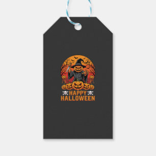 Creepy Pumpkin Witch Happy Halloween Vector Design Gift Tags