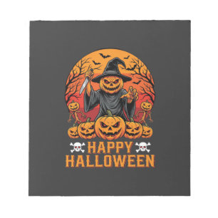 Creepy Pumpkin Witch Happy Halloween Vector Design Notepad