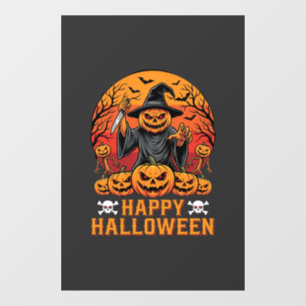 Creepy Pumpkin Witch Happy Halloween Vector Design Window Cling