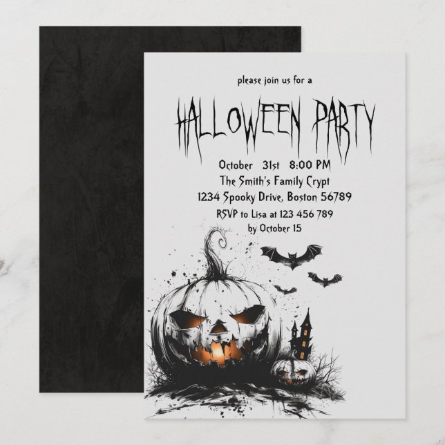 Creepy Pumpkins Halloween Party  Invitation (Front/Back)