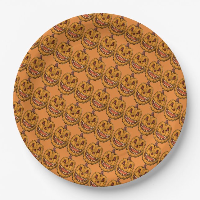 Creepy Pumpkins Paper Plate (Front)