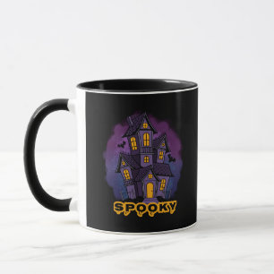 Creepy Purple Mansion Spooky Haunted House Mug