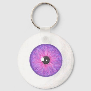 Creepy Purple pink Eyeball Keychain