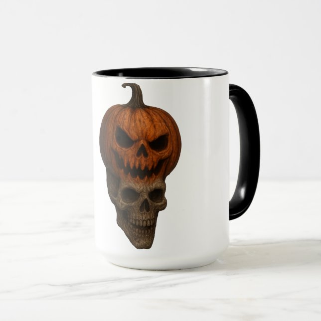  Creepy Realistic Halloween Pumpkin Skull Sticker Mug (Front Right)