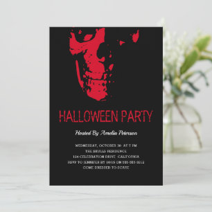 Creepy Red Skull Ault Halloween Costume Party Invitation
