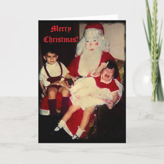 Creepy Santa Christmas Card Traumatised Kid