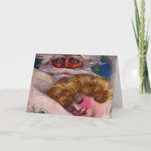 Creepy Santa Claus Pretty Woman Christmas Holiday Card