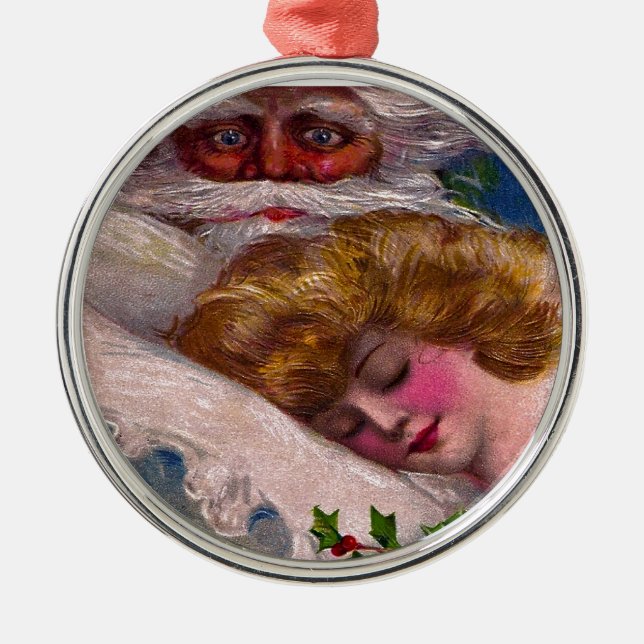 Creepy Santa Claus Pretty Woman Christmas Metal Tree Decoration (Front)
