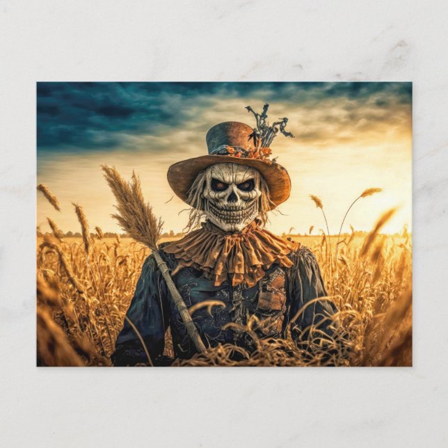Creepy Scarecrow | Happy Halloween Postcard (Front)