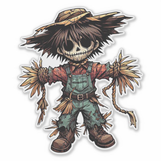 Creepy Scarecrow little boy colour illustration ar (Front)