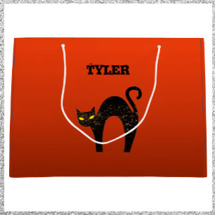Creepy Scary Black Cat Halloween  Large Gift Bag