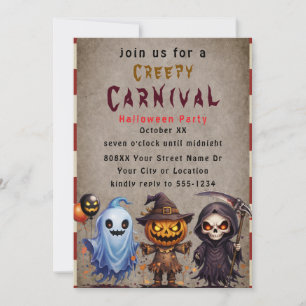 Creepy Scary Clowns Halloween Carnival Party Invitation