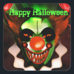 Creepy Scary Evil Clown Halloween Birthday Party Square Sticker<br><div class="desc">Halloween Kids in Costume Cute Party Favour Sticker. Customise with or without text. Matching items available.</div>