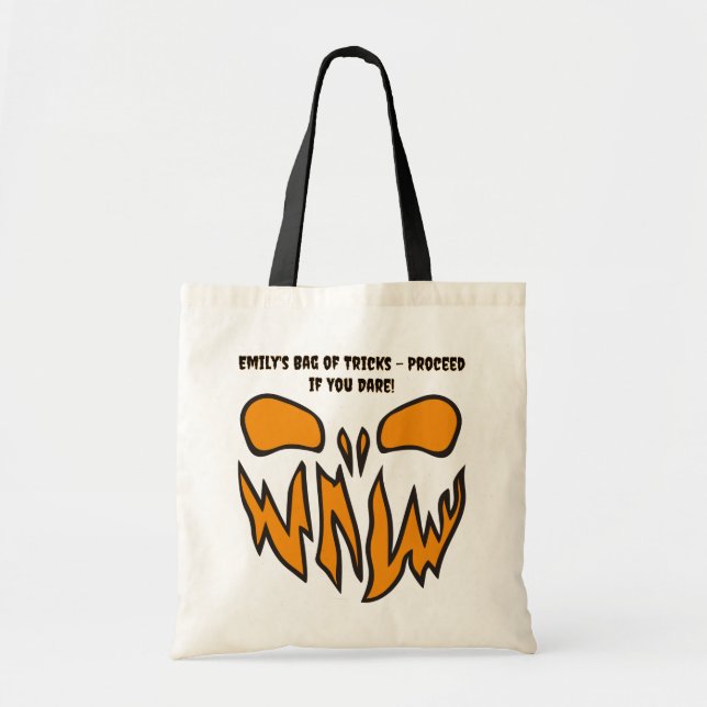 Creepy Scary Face Halloween Trick Or Treat Funny Tote Bag (Front)