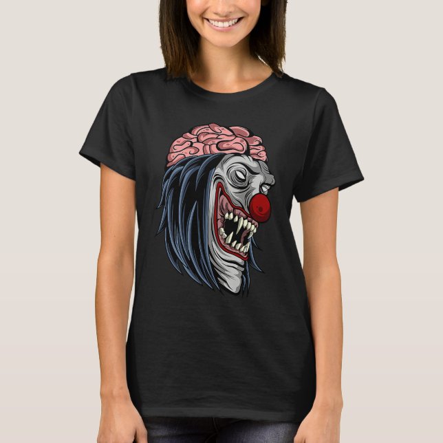 Creepy Scary Halloween Evil Zombie Clown Horror T-Shirt (Front)
