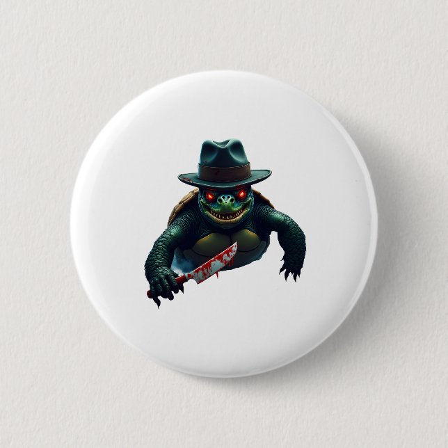 Creepy Scary Halloween Turtle T-Shirt 6 Cm Round Badge (Front)
