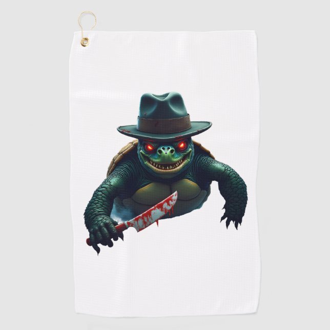 Creepy Scary Halloween Turtle T-Shirt Golf Towel (Front)