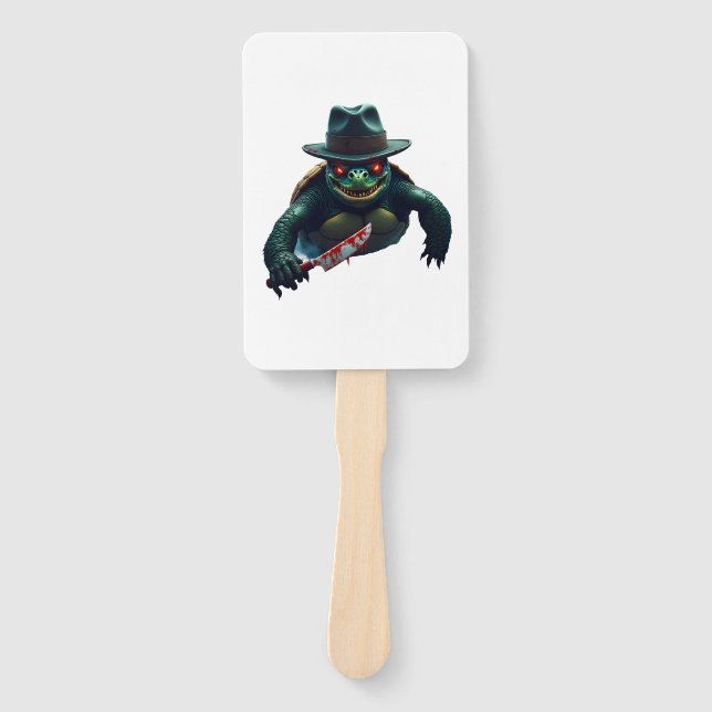 Creepy Scary Halloween Turtle T-Shirt Hand Fan (Front)