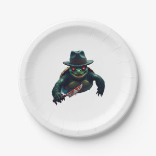 Creepy Scary Halloween Turtle T-Shirt Paper Plate