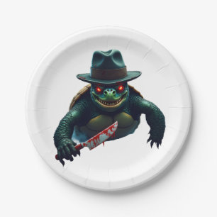 Creepy Scary Halloween Turtle T-Shirt Paper Plate