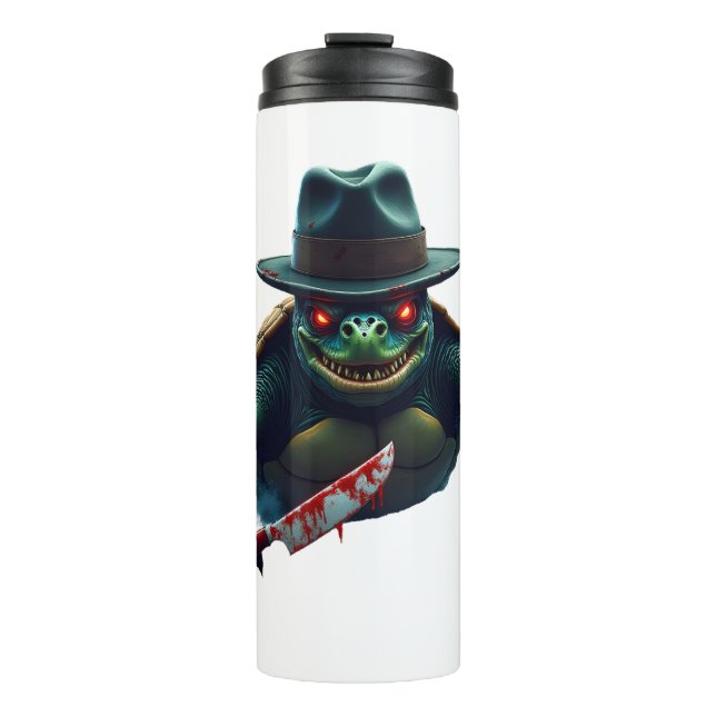 Creepy Scary Halloween Turtle T-Shirt Thermal Tumbler (Front)