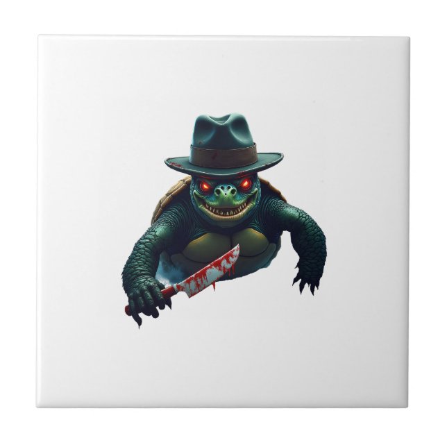 Creepy Scary Halloween Turtle T-Shirt Tile (Front)