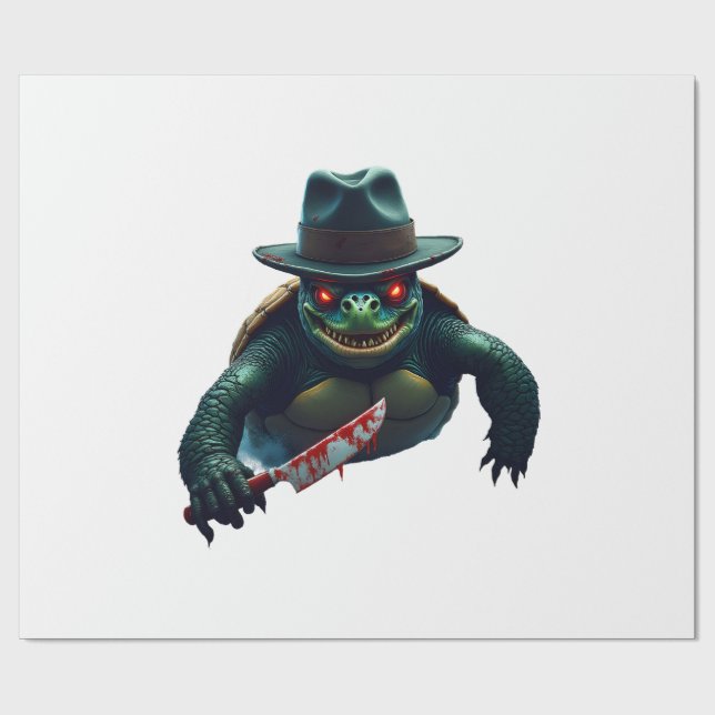 Creepy Scary Halloween Turtle T-Shirt Wrapping Paper (Flat)