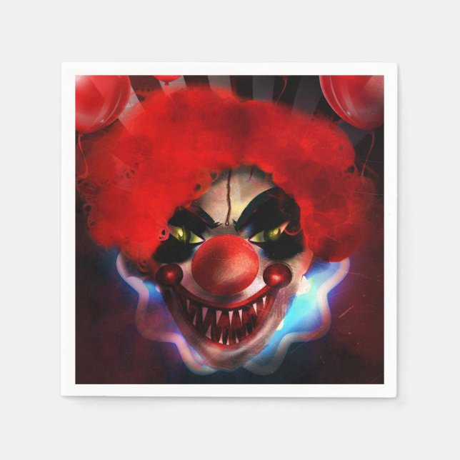 Creepy Scary Killer Clown Halloween Party Napkin (Front)