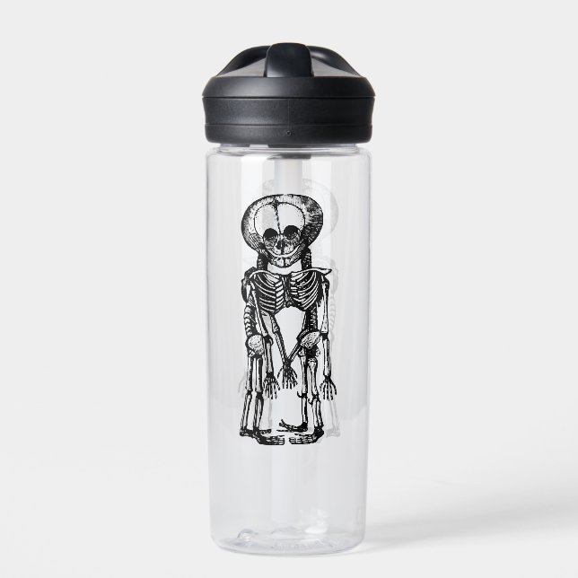 creepy siamese twins skeleton kids anatomy art water bottle (Front)