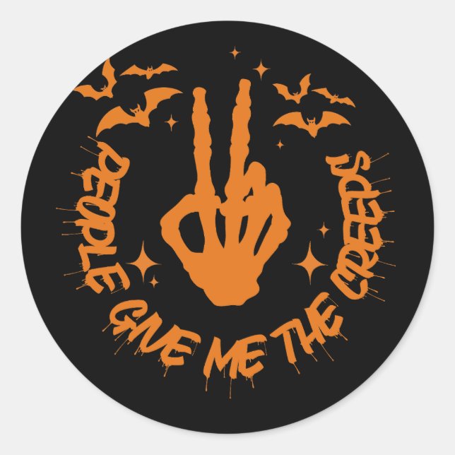 Creepy Skeleton Bat Halloween Sticker (Front)