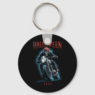 Creepy Skeleton Biker On Motorcycle Halloween Spoo Key Ring