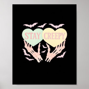 Creepy Skeleton Hand Holding Hearts Pastel Goth  Poster