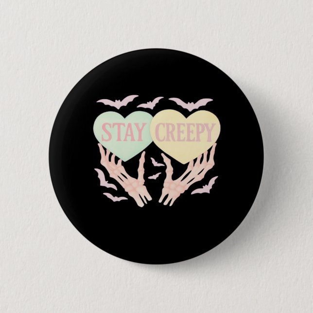 Creepy – Skeleton Hand Holding Hearts Sweet And Sp 6 Cm Round Badge (Front)