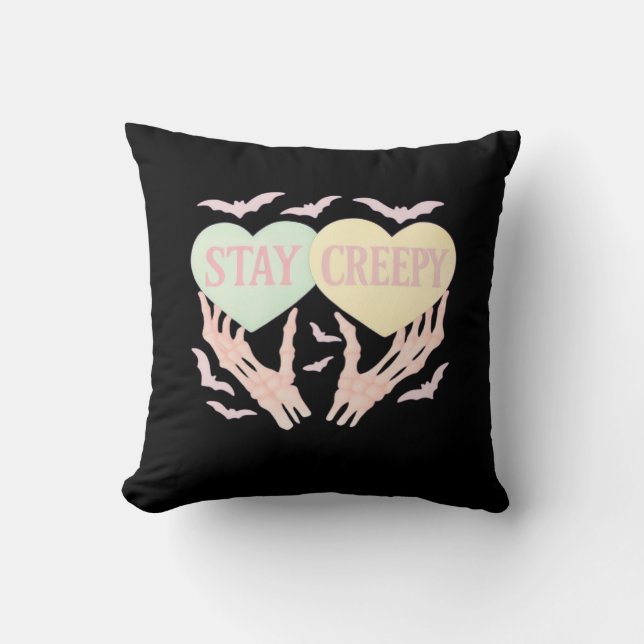 Creepy – Skeleton Hand Holding Hearts Sweet And Sp Cushion (Front)