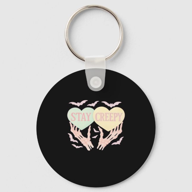 Creepy – Skeleton Hand Holding Hearts Sweet And Sp Key Ring (Front)