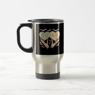 Creepy – Skeleton Hand Holding Hearts Sweet And Sp Travel Mug