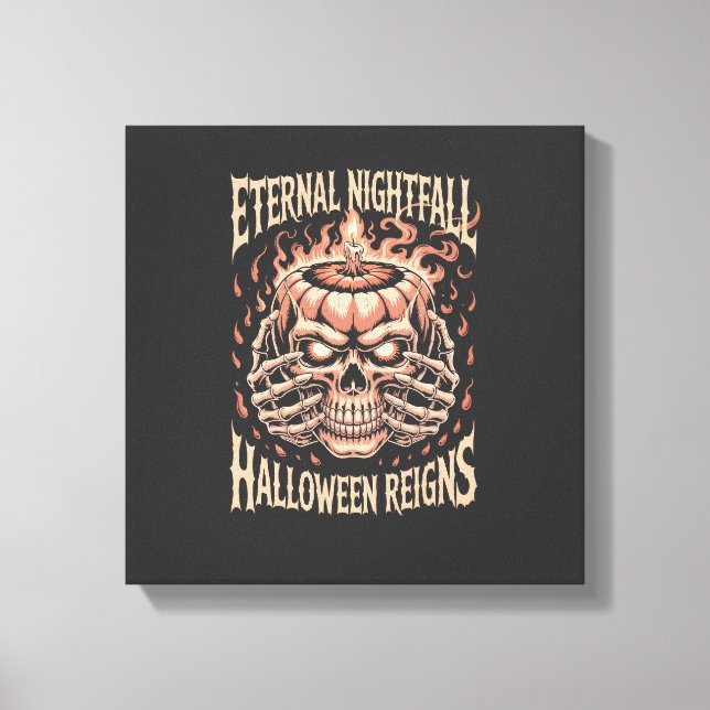 Creepy Skeleton Hands Pumpkin Skull Canvas Print (Front)