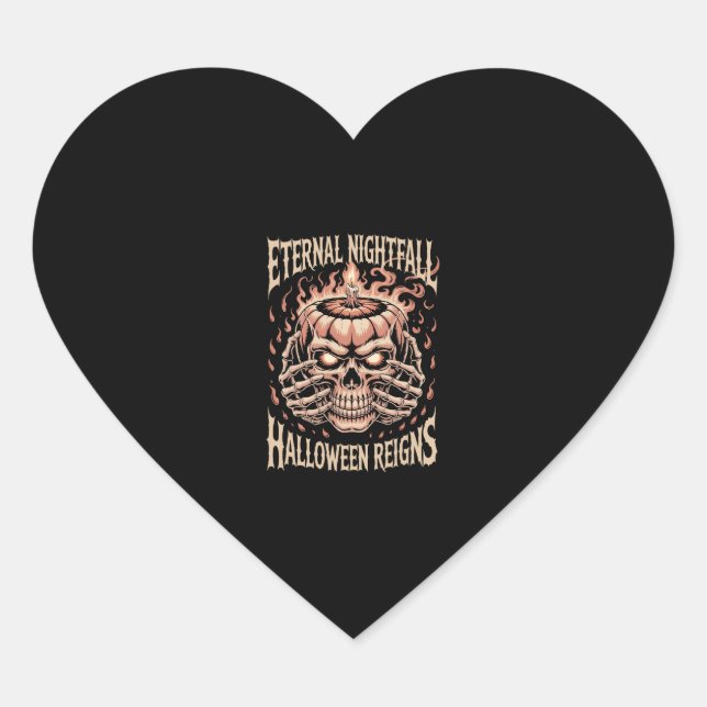 Creepy Skeleton Hands Pumpkin Skull Heart Sticker (Front)