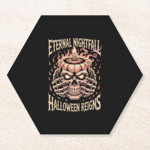 Creepy Skeleton Hands Pumpkin Skull Paper Coaster