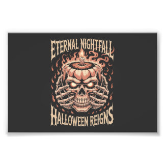 Creepy Skeleton Hands Pumpkin Skull Photo Print