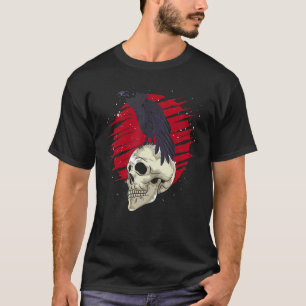 Creepy Skeleton Head Spooky Crow Skull Bird Animal T-Shirt
