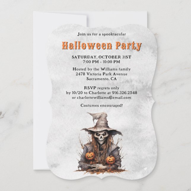 Creepy Skeleton Jack O’Lanterns Halloween Party Invitation (Front)