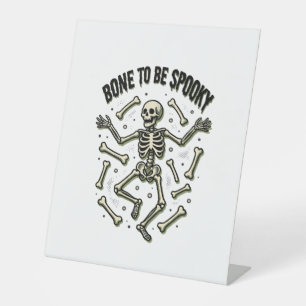 Creepy Skeleton Shirt Vintage Halloween Bones Desi Pedestal Sign