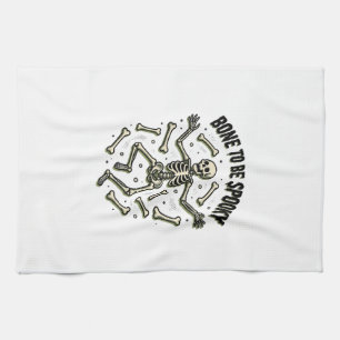 Creepy Skeleton Shirt Vintage Halloween Bones Desi Tea Towel