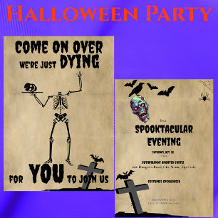 Creepy Skeleton Spooktacular Halloween Party Invitation