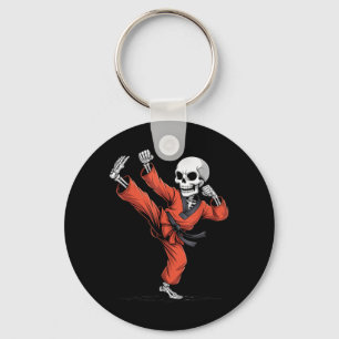 Creepy Skeleton Taekwondo Halloween Costume Key Ring
